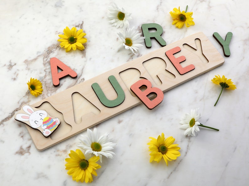 Easter Basket Stuffers, Easter Basket Name Puzzle, Wooden Name Puzzle by Playwood Name Puzzle, Toddler Toys, Baby Gift. Gift for Kids image 7