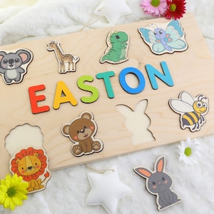 Wooden Name Puzzle by Playwood Name Puzzle Toddler Toys Baby Gifts Gift for Kids Christmas Present zdjęcie 5