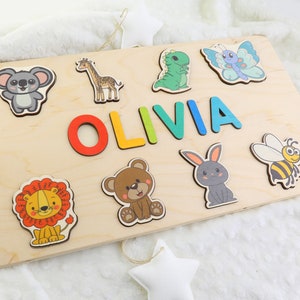 Wooden Name Puzzle by Playwood Name Puzzle Toddler Toys Baby Gifts Gift for Kids Christmas Present zdjęcie 4