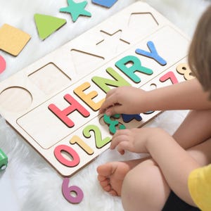 Personalized Name Puzzle | New Baby Gift | Wooden Toys | Baby Shower | Christmas Gifts for Kids | Wood Toddler | First Birthday Gift image 5
