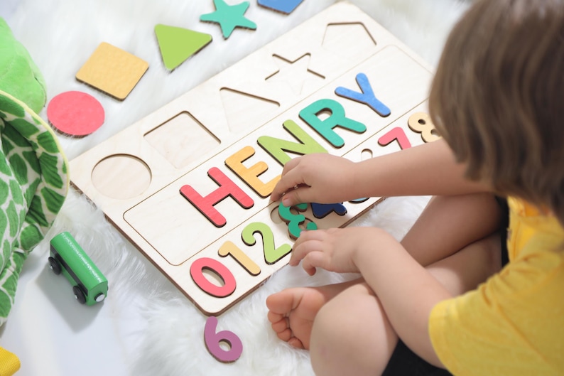 Personalized Name Puzzle | New Baby Gift | Wooden Toys | Baby Shower | Christmas Gifts for Kids | Wood Toddler | First Birthday Gift image 5