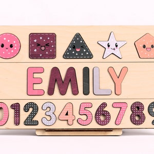 Personalized Name Puzzle New Baby Gift Wooden Toys Baby Shower Christmas Gifts for Kids Wood Toddler First Birthday Gift image 10