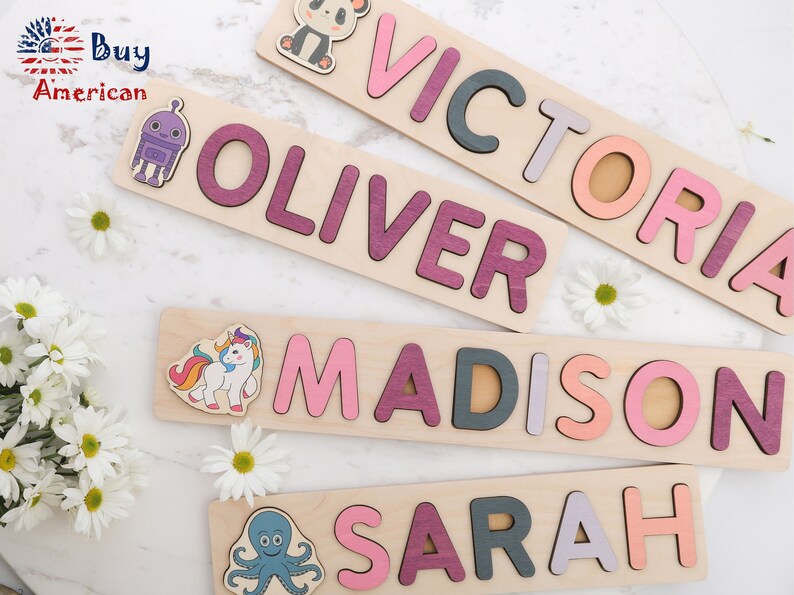 Wooden Name Puzzle by Playwood Name Puzzle | Toddler Toys | Baby Gifts | Gift for Kids | Christmas Present 