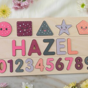 Personalized Name Puzzle New Baby Gift Wooden Toys Baby Shower Christmas Gifts for Kids Wood Toddler First Birthday Gift image 7