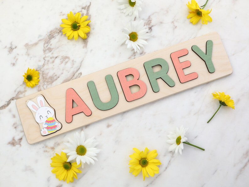 Easter Basket Stuffers, Easter Basket Name Puzzle, Wooden Name Puzzle by Playwood Name Puzzle, Toddler Toys, Baby Gift. Gift for Kids image 6