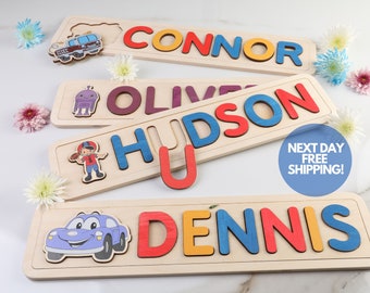 Wooden Name Puzzle by Playwood Name Puzzle | Toddler Toys | Baby Gifts | Gift for Kids | Christmas Present