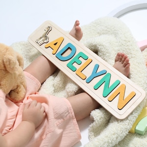 Name Puzzle, Christmas Gift for Baby Girl, Wooden Toy, Personalized Toddler Name Puzzle for Girl