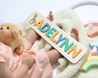 Casse-tête personnalisé, cadeau de Noël pour bébé fille, jouet en bois, casse-tête personnalisé pour tout-petits