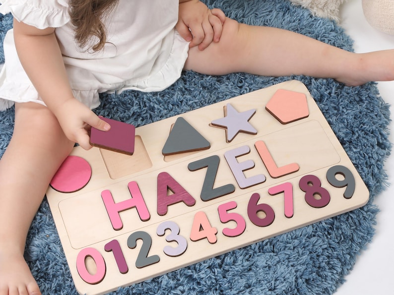 Personalized Name Puzzle | New Baby Gift | Wooden Toys | Baby Shower | Christmas Gifts for Kids | Wood Toddler | First Birthday Gift image 10