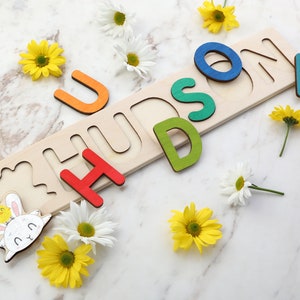 Easter Basket Stuffers, Easter Basket Name Puzzle, Wooden Name Puzzle by Playwood Name Puzzle, Toddler Toys, Baby Gift. Gift for Kids image 9
