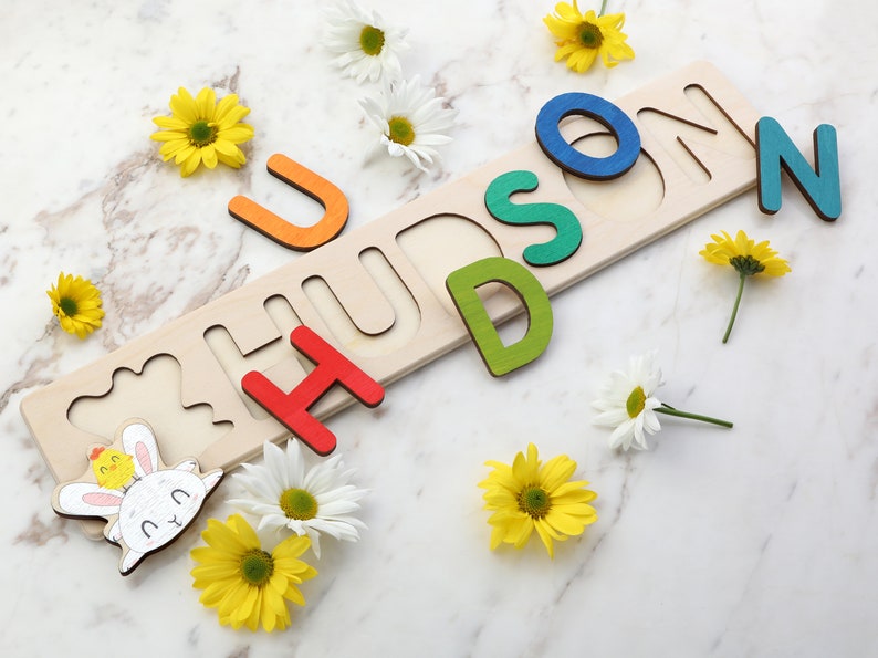 Easter Basket Stuffers, Easter Basket Name Puzzle, Wooden Name Puzzle by Playwood Name Puzzle, Toddler Toys, Baby Gift. Gift for Kids image 9