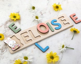 Easter Basket Stuffers, Easter Basket Name Puzzle, Wooden Name Puzzle by Playwood Name Puzzle, Toddler Toys, Baby Gift. Gift for Kids
