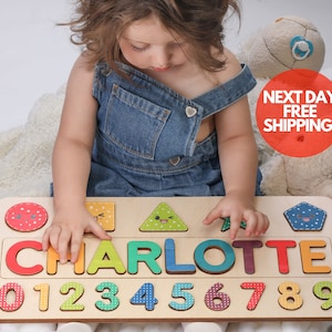 Personalized Name Puzzle | New Baby Gift | Wooden Toys | Baby Shower | Christmas Gifts for Kids | Wood Toddler | First Birthday Gift