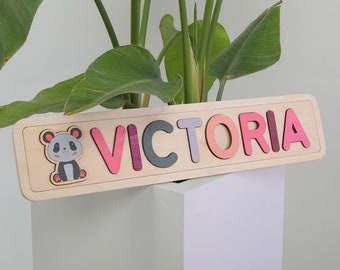 Pastel Name Puzzle, Montessori Toys, Wooden Name with Numbers, Baby Shower Gift, 1st Birthday Gift, Personalized Baby Puzzle