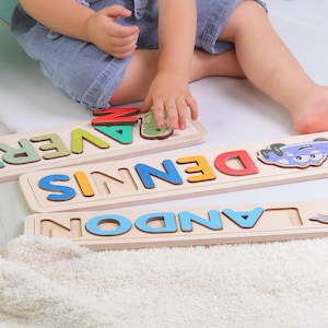Engraved Name Puzzle , Montessori Toys, Baby Gift, Easter Present, Wooden Toys, Baby Shower Gift for Kids, Wood Name Puzzle