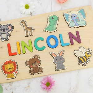 Wooden Name Puzzle by Playwood Name Puzzle Toddler Toys Baby Gifts Gift for Kids Christmas Present zdjęcie 8