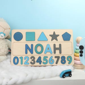 Wooden Personalized Name Puzzle 1st Birthday Gift Toys for Toddler