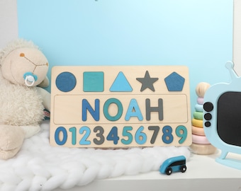 Wooden Personalized Name Puzzle 1st Birthday Gift Toys for Toddler