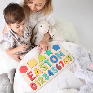 Wooden Personalized Name Puzzle 1st Birthday Gift Toys for Toddler