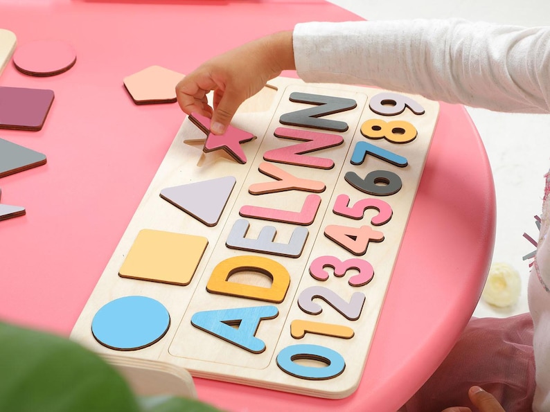 Personalized Name Puzzle | New Baby Gift | Wooden Toys | Baby Shower | Christmas Gifts for Kids | Wood Toddler | First Birthday Gift image 1