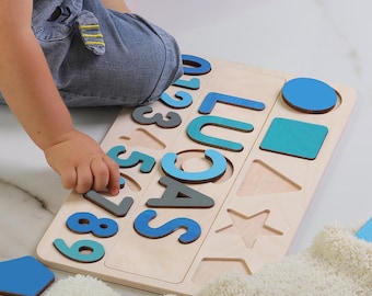 Wooden Personalized Name Puzzle 1st Birthday Gift Toys for Toddler