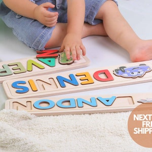 Wooden Personalized Name Puzzle 1st Birthday Gift Toys for Toddler image 4