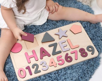 Name Puzzle - Busy Board for Baby Girl - Gift for Kids - 1st Birthday Girl - First Christmas Gift - Montessori Toys - Gift for Baby