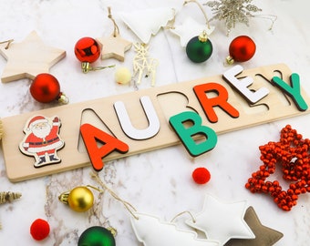 Christmas Gift for Kids | Christmas Name Puzzle | Christmas Wooden Name Puzzle by Playwood | Christmas Toddler Toys | Christmas Baby Gifts