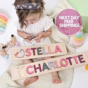 Wooden Personalized Name Puzzle 1st Birthday Gift Toys for Toddler image 3