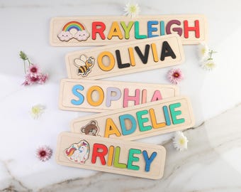Wooden Name Puzzle, Christmas Gift for Kids, Name Puzzles for Toddlers, Montessori, First Birthday, Baby Shower Gift, Custom Name Puzzle