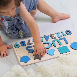 Personalized Name Puzzle | New Baby Gift | Wooden Toys | Baby Shower | Christmas Gifts for Kids | Wood Toddler | First Birthday Gift