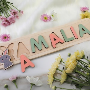 Personalized Name Puzzle | New Baby Gift | Wooden Toys | Baby Shower | Easter Gifts for Kids | Wood Toddler | First Birthday Gift