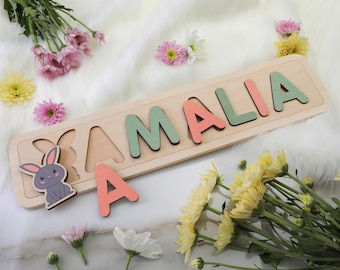 Personalized Name Puzzle | New Baby Gift | Wooden Toys | Baby Shower | Easter Gifts for Kids | Wood Toddler | First Birthday Gift