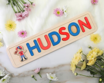Personalized Baby Boy Gift, Baby Shower Gift, Gift For Baby Boy, Football Figure Name Puzzle, Personalized Name Puzzle For Toddler Boy