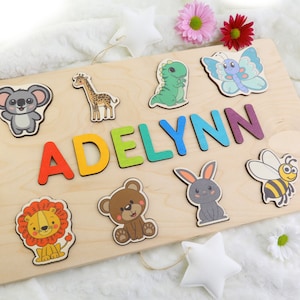 Wooden Name Puzzle by Playwood Name Puzzle Toddler Toys Baby Gifts Gift for Kids Christmas Present image 1