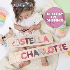 Personalisiertes Namenspuzzle | Baby Geschenk Holzspielzeug | Babyparty | Weihnachtsgeschenke für Kinder | Holz Kleinkind | Erstes Geburtstagsgeschenk