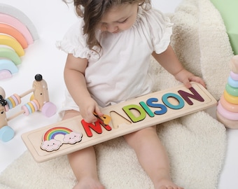 Kids Activity Puzzle, Wooden Personalized Name Puzzle, 1st Birthday, Gift Toys for Toddler