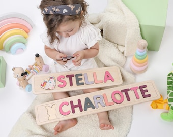 Personalized Name Puzzle | New Baby Gift | Wooden Toys | Baby Shower | Christmas Gifts for Kids | Wood Toddler | First Birthday Gift