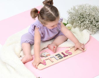 Unicorn Lover Name Puzzle, Customized Wooden Name Puzzle, Baby Girl Name Puzzle, Nursery Gift, Toddler Gift, Personalized Gift