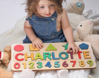 Casse-tête personnalisé : jouet en bois pour bébé, cadeau Montessori
