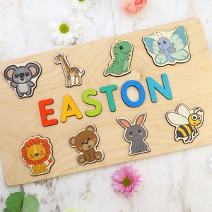 Wooden Name Puzzle by Playwood Name Puzzle Toddler Toys Baby Gifts Gift for Kids Christmas Present zdjęcie 9
