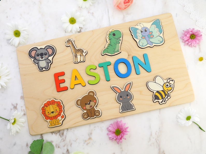 Wooden Name Puzzle by Playwood Name Puzzle Toddler Toys Baby Gifts Gift for Kids Christmas Present image 9