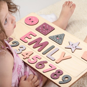 Wooden Personalized Name Puzzle | Personalized Busy Board Puzzle | Baby Girl and Boy Gifts | Kid Easter Gifts | Custom Puzzle for Baby