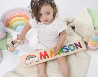Personalized Baby Name Puzzle, Nursery Room Decor, Wooden Kids Name Jigsaw Puzzle, Baby shower First Birthday Gift, Name Puzzle Boy or Girl