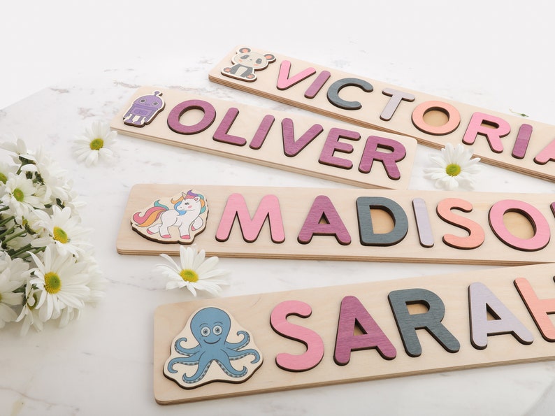 Personalized Name Puzzle | New Baby Gift | Wooden Toys | Baby Shower | Christmas Gifts for Kids | Wood Toddler | First Birthday Gift 