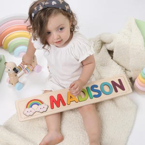 Wooden Personalized Name Puzzle 1st Birthday Gift Toys for Toddler