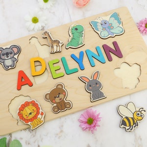 Wooden Name Puzzle by Playwood Name Puzzle Toddler Toys Baby Gifts Gift for Kids Christmas Present zdjęcie 7