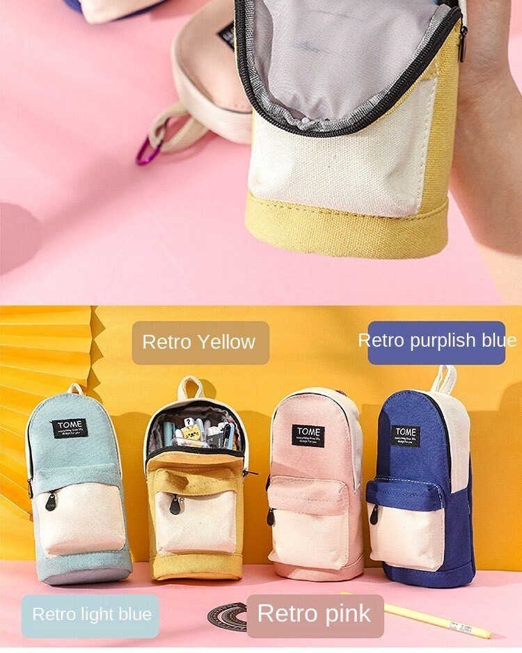 Canvas Pencil Case Backpack Shape Pencil Case Etsy