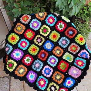 granny square . granny square afghan,Crochet Granny Square Blanket . multi colored granny square throw.home decor.Square Afghan.Baby Afghan