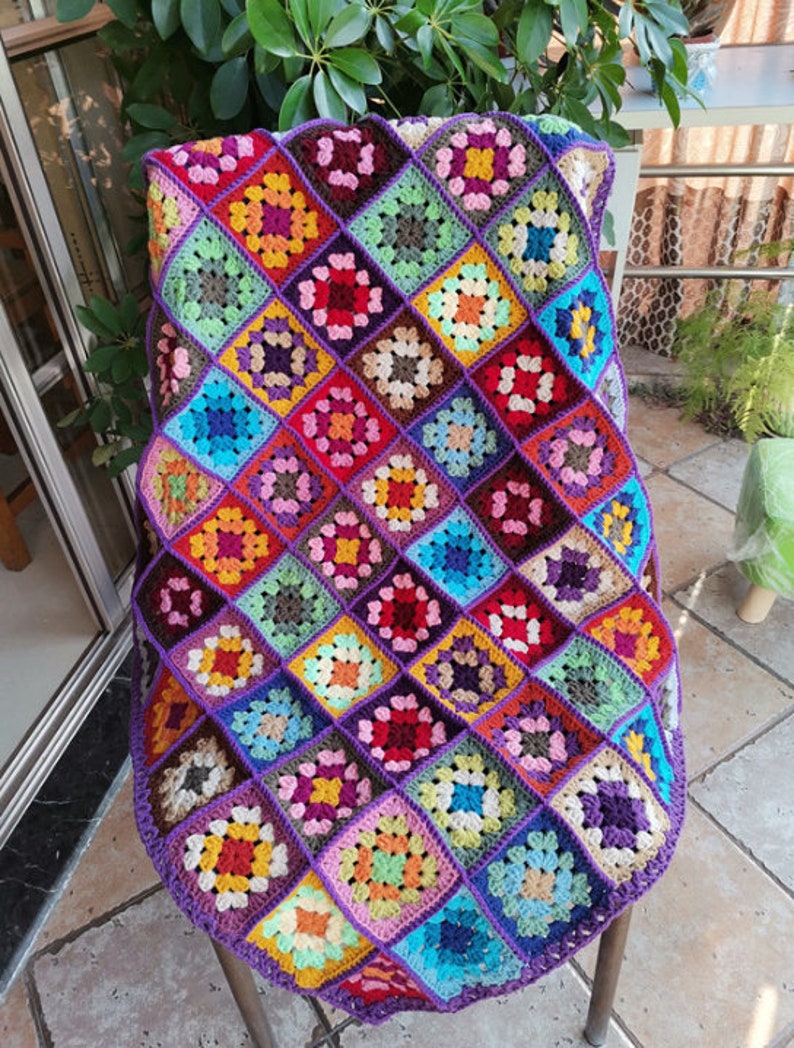 Crochet Blanket Granny Squarebaby Blanket hand Hook Picnic Etsy